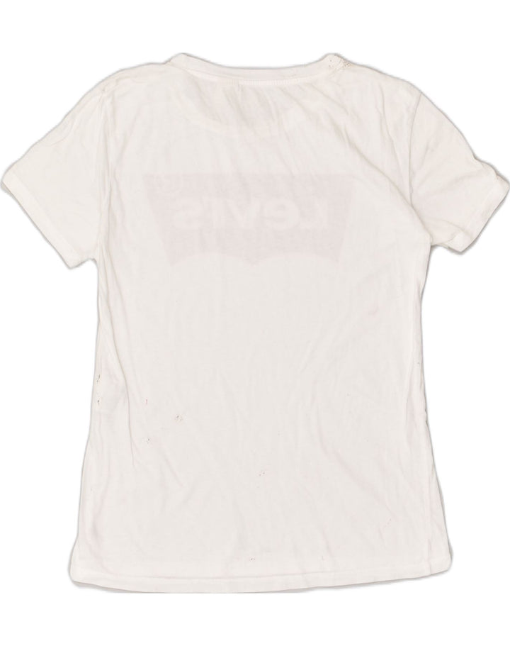 LEVI'S Womens Graphic T-Shirt Top UK 6 XS White Cotton | Vintage Levi's | Thrift | Second-Hand Levi's | Used Clothing | Messina Hembry 