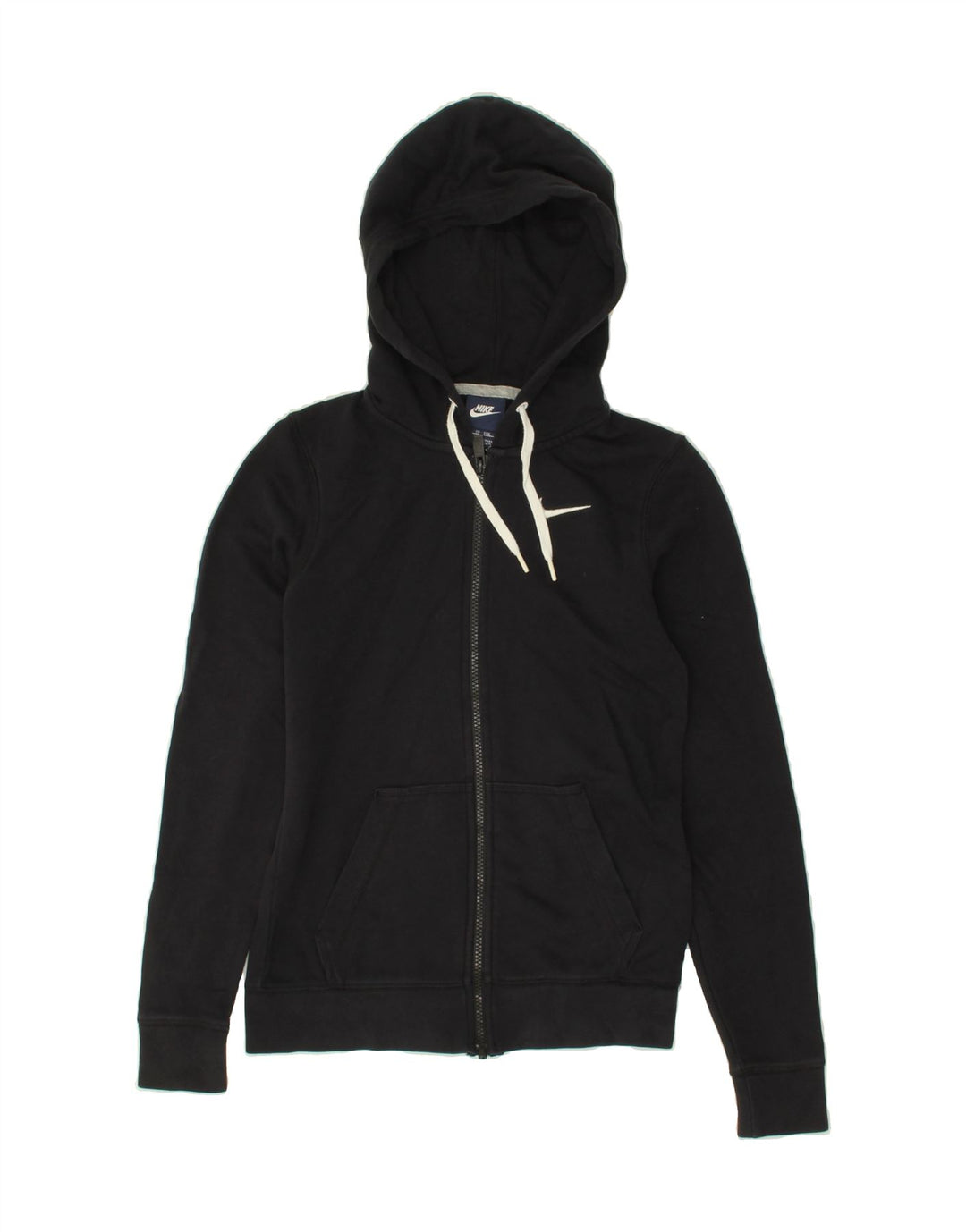 NIKE Womens Zip Hoodie Sweater UK 6 XS Black Cotton Vintage Nike and Second-Hand Nike from Messina Hembry 