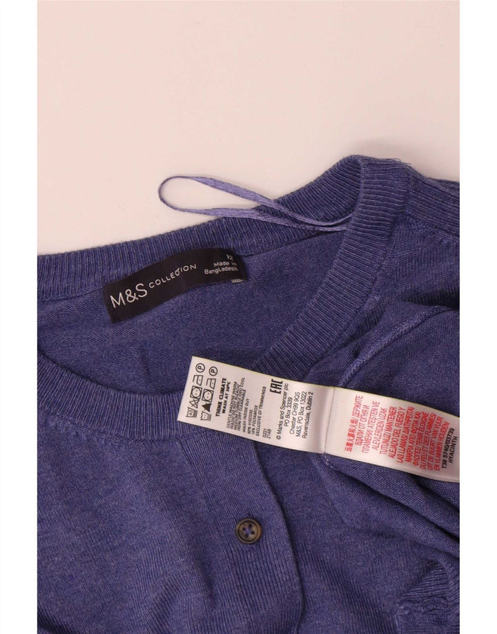 Marks & Spencer Pull Cardigan Femme UK 12 Bleu Moyen Viscose