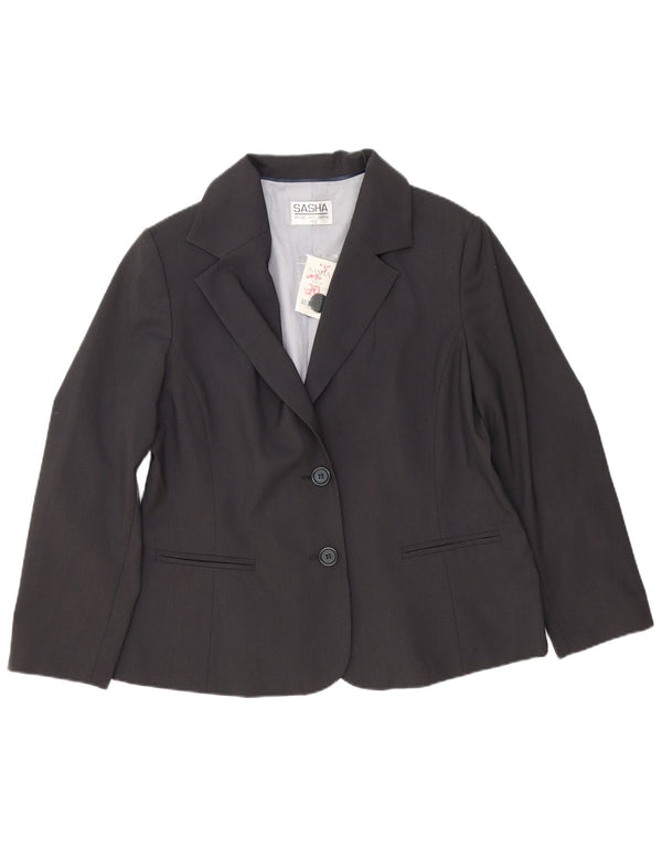 Sasha Dame 2 Button Blazer Jacket UK 20 2XL Grå Polyester
