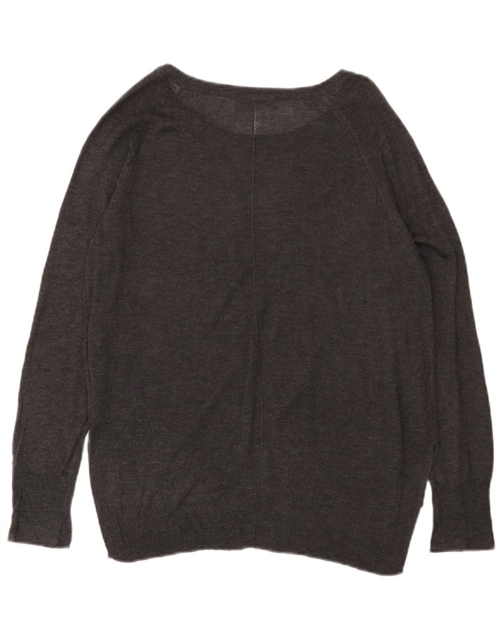 ZARA Womens Boat Neck Jumper Sweater UK 14 Medium Grey Viscose
