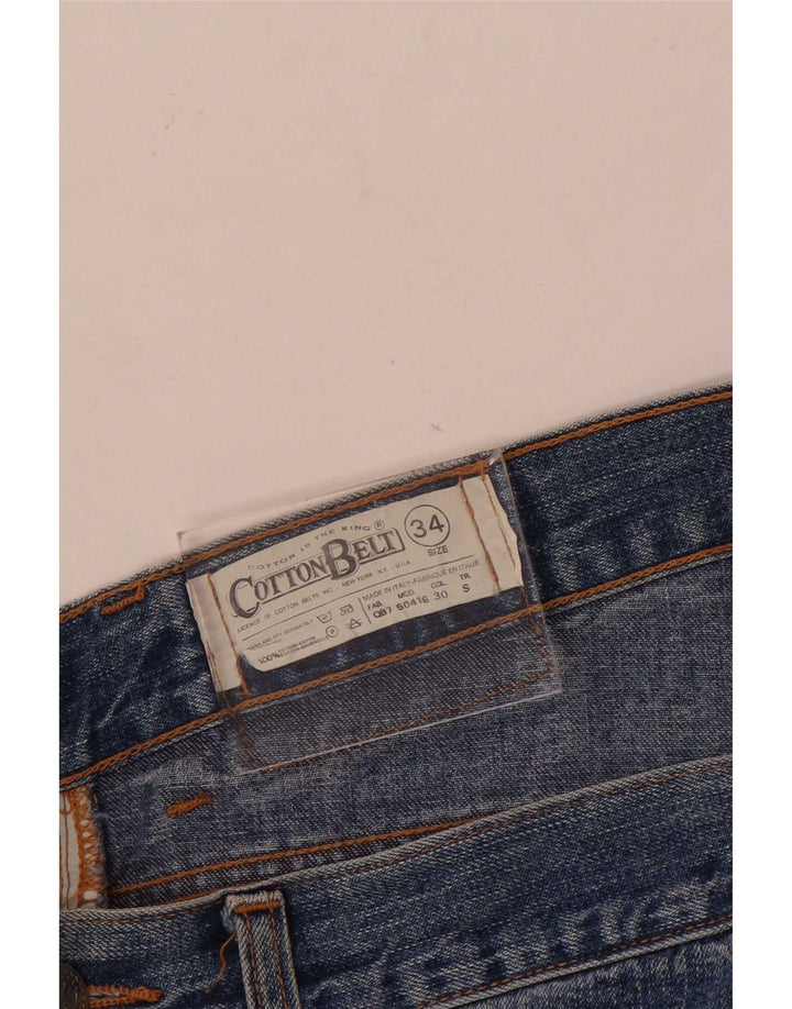 Jeans affusolati da uomo con cintura in cotone W34 L33 Blu