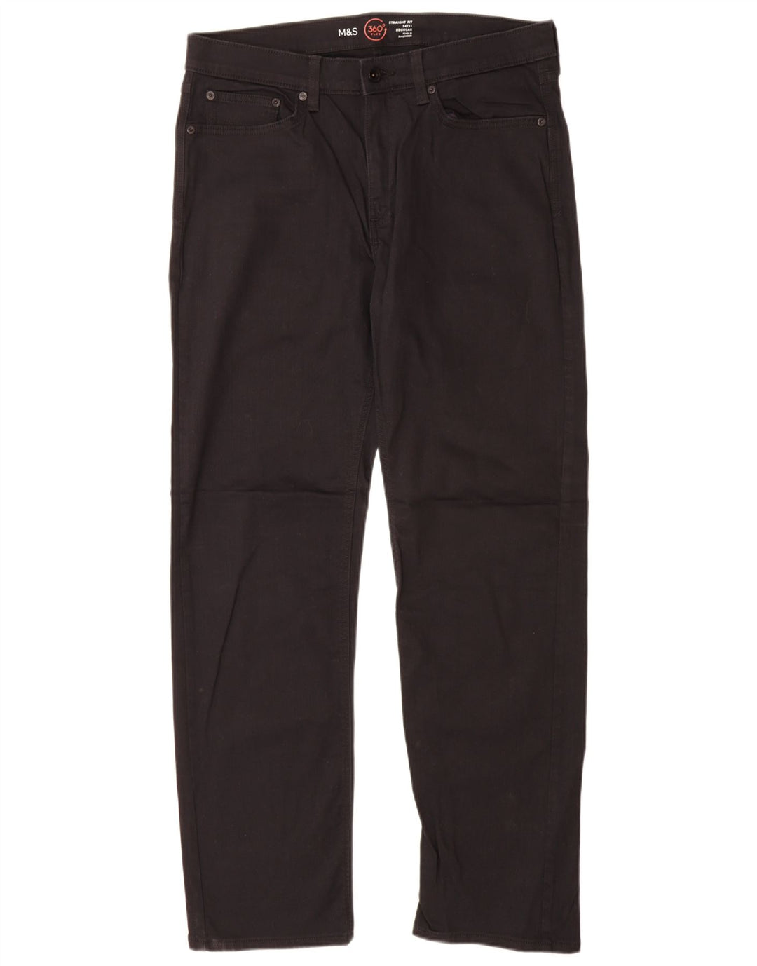 Marks & Spencer Herren Regular Straight Jeans W34 L31 Schwarze Baumwolle