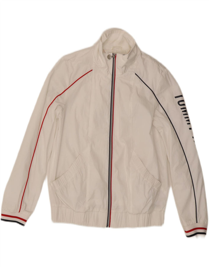 TOMMY HILFIGER Womens Graphic Tracksuit Top Jacket UK 10 Small White