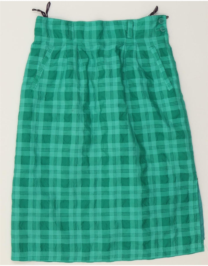 YESSICA Womens A-Line Skirt IT 44 Medium W30  Green Check Polyester Vintage Yessica and Second-Hand Yessica from Messina Hembry 