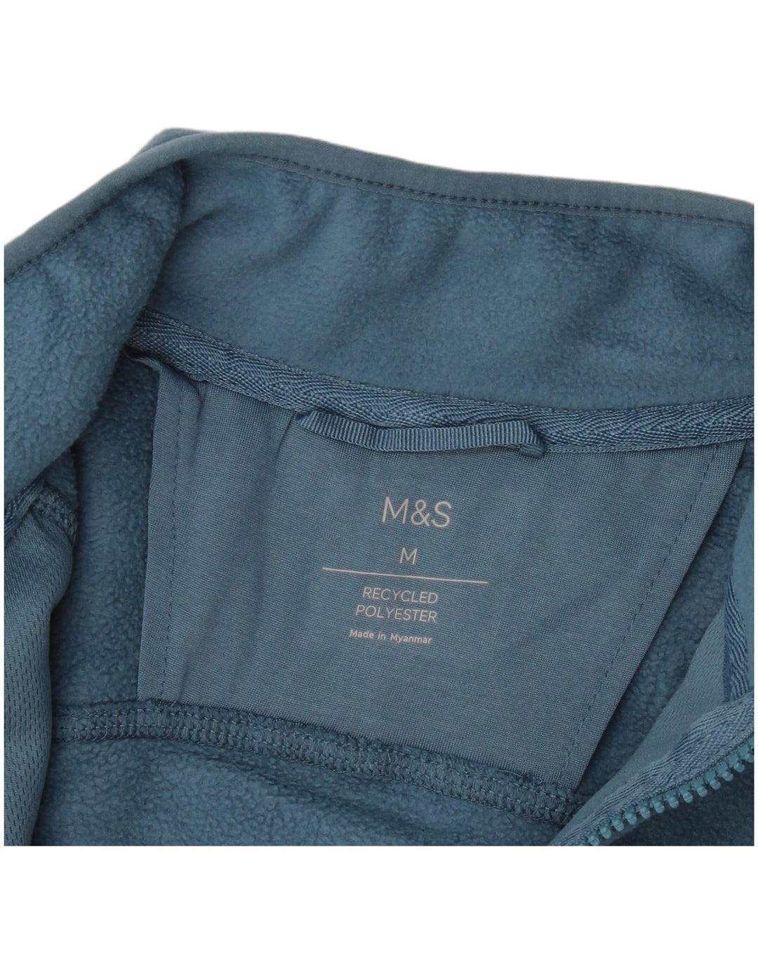 Marks & Spencer Mens Fleece Jacket UK 38 Medium Blue Polyester