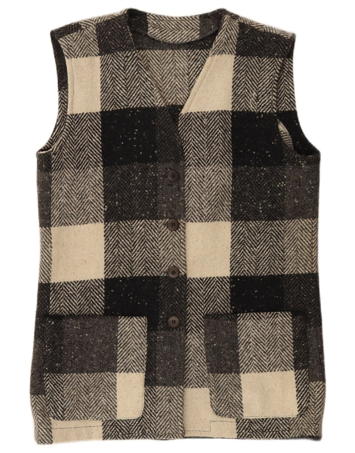 Vintage dame Gilet IT 44 Medium sort ternet uld
