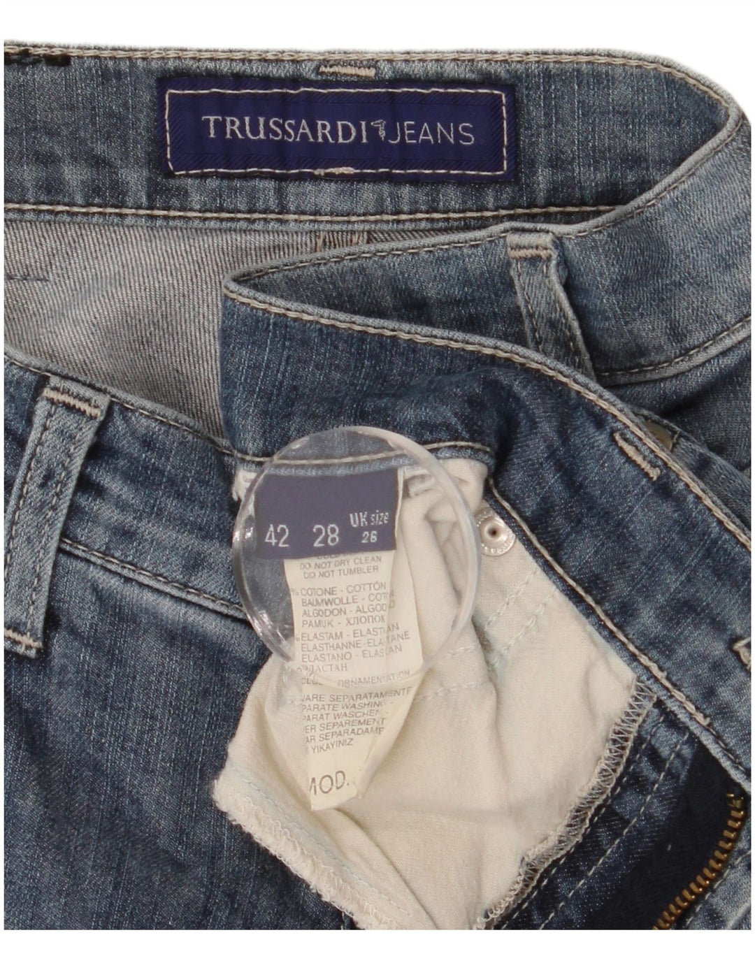 TRUSSARDI Womens Straight Jeans W26 L30 Blue Cotton