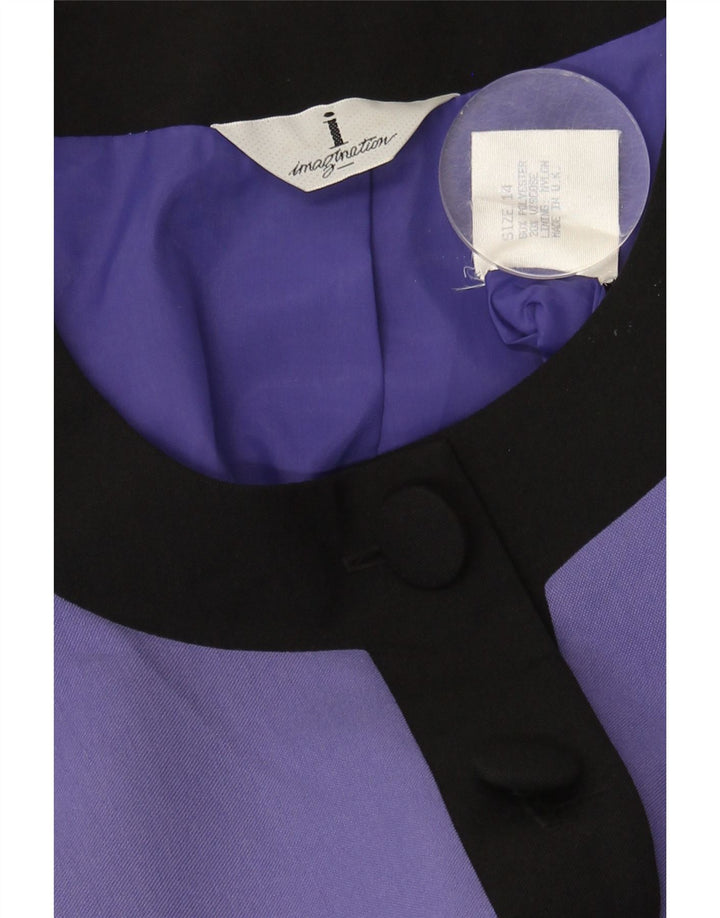 VINTAGE Womens Bolero Top UK 14 Medium Purple Colourblock Polyester