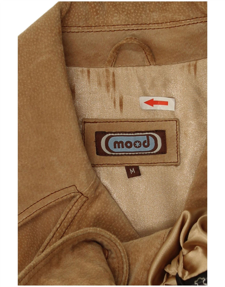 Vintage Womens Suede Jacket UK 38 Medium Beige Leather