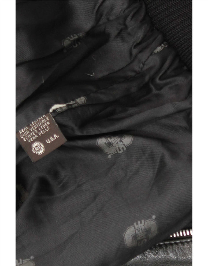 Vintage Herre Military Leather Flight Aviator Jacket UK 38 Medium Black