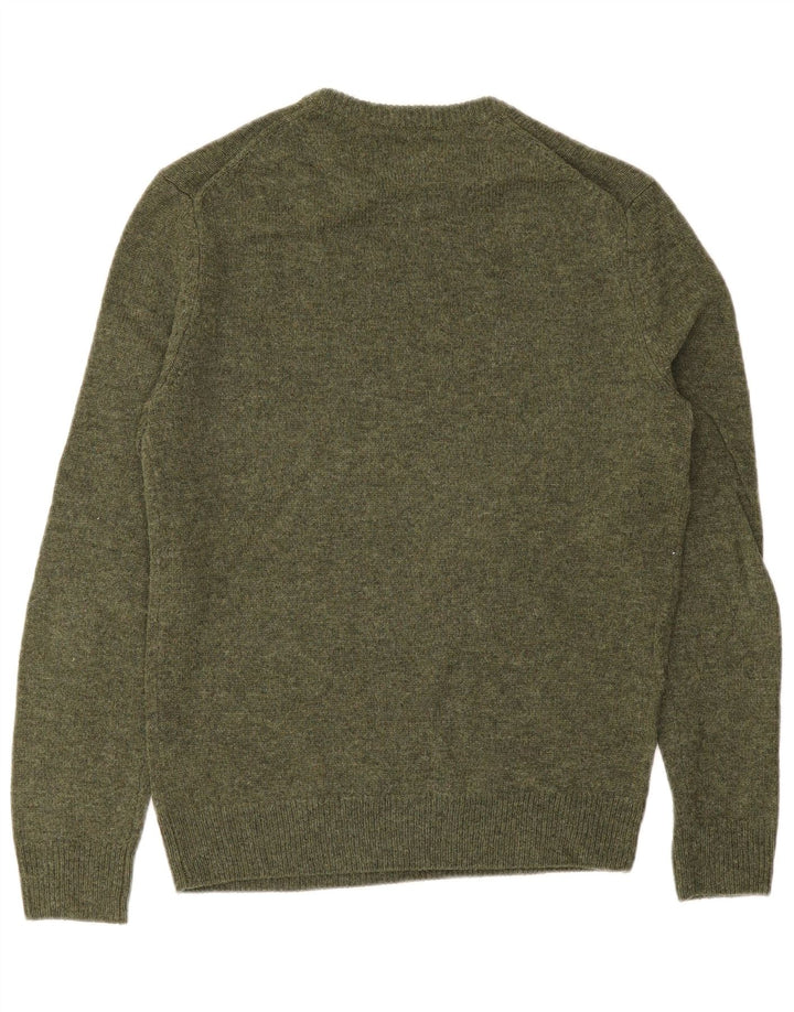 FARAH Mens Crew Neck Jumper Sweater Small Green Lambswool