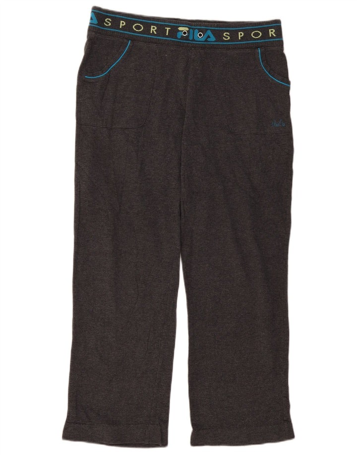 FILA Womens Graphic Tracksuit Trousers UK 14 Medium  Grey