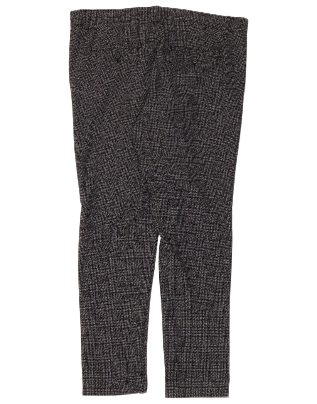 Jack & Jones Mens Marco Slim Chino Trousers W36 L32 Grey Check Polyester