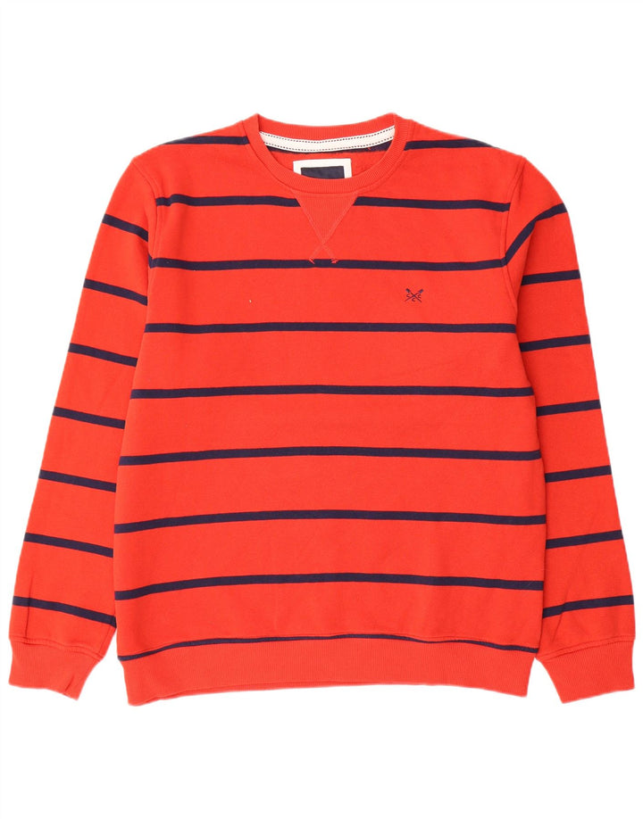 Crew Clothing Mens Sweatshirt Jumper Large Red Striped Cotton
