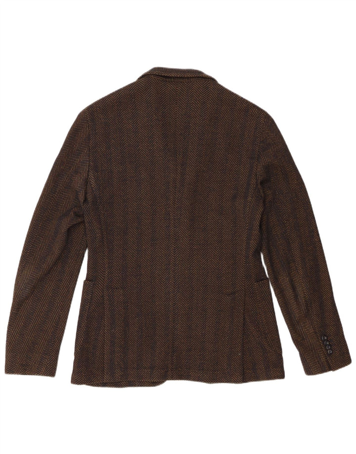 Jaqueta blazer masculina de 3 botões Manuel Ritz IT 50 grande espinha de peixe preta