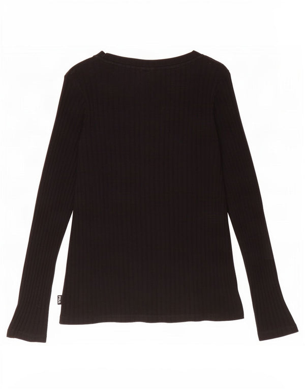 Top pentru femei Fila cu mânecă lungă UK 12 Medium Black Bumbac