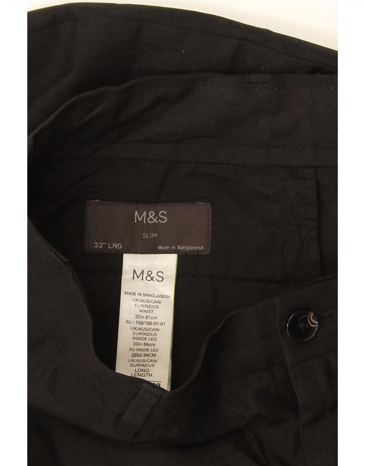 Мужские узкие брюки-чиносы Marks & Spencer W32 L33 черные из полиэстера