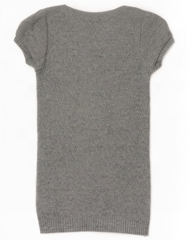 Topshop Womens Short Sleeves Jumper Dress UK 16 Large Grey