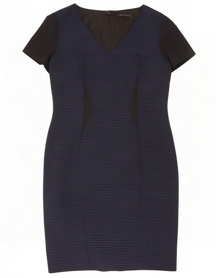 Marks & Spencer Womens Sheath Dress UK 14 Medium Navy Blue Colourblock