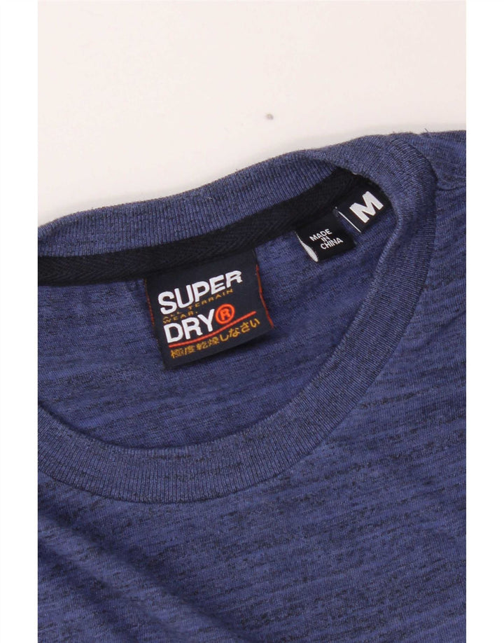 Superdry Mens Regular Graphic T-Shirt Top Medium Blue Flecked Cotton