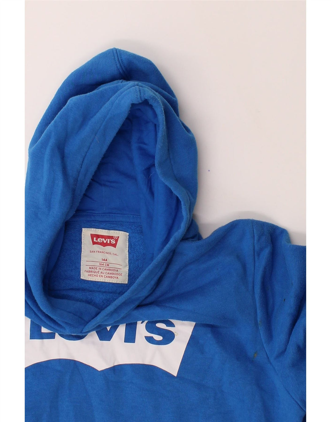LEVI'S Boys Graphic Hoodie Jumper 13-14 Years Blue Cotton Vintage Levi's and Second-Hand Levi's from Messina Hembry 