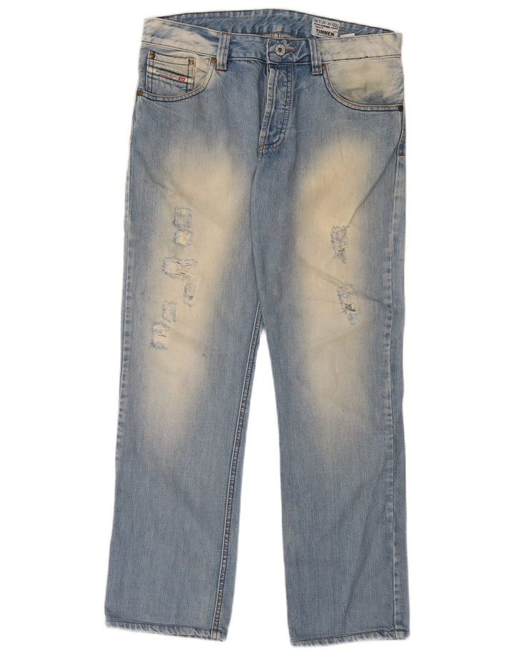 Diesel Mens Timmen Distressed Regular Straight Jeans W32 L32 Blue Cotton