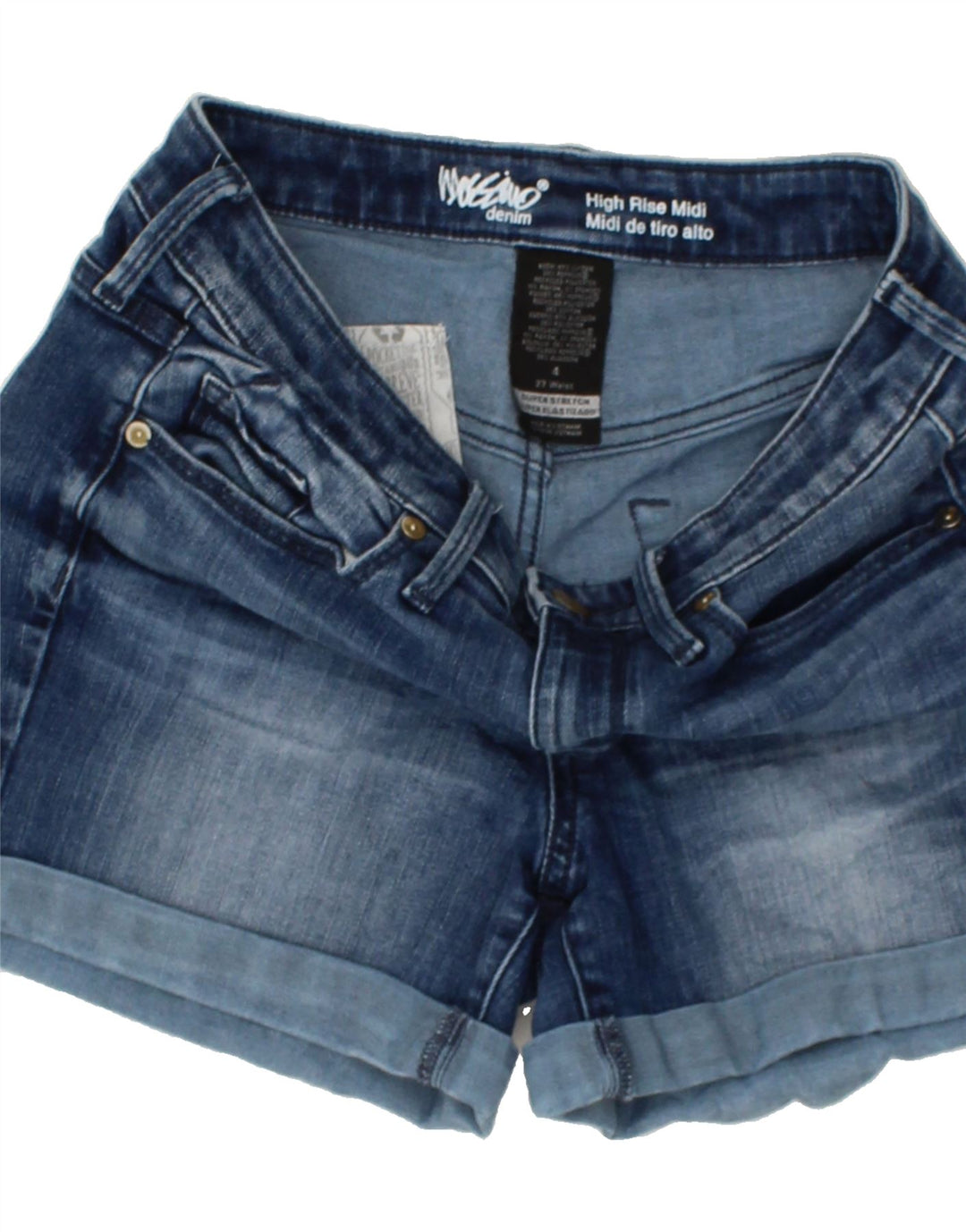 MOSSIMO Womens High Waist Denim Shorts W27 Small Blue Cotton Vintage Mossimo and Second-Hand Mossimo from Messina Hembry 