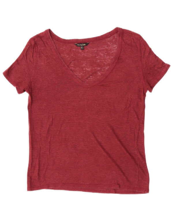 Massimo Dutti Camiseta Mujer Top UK 10 Small Borgoña