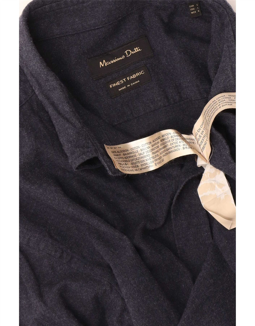 Camicia da uomo Massimo Dutti Large in cotone blu navy