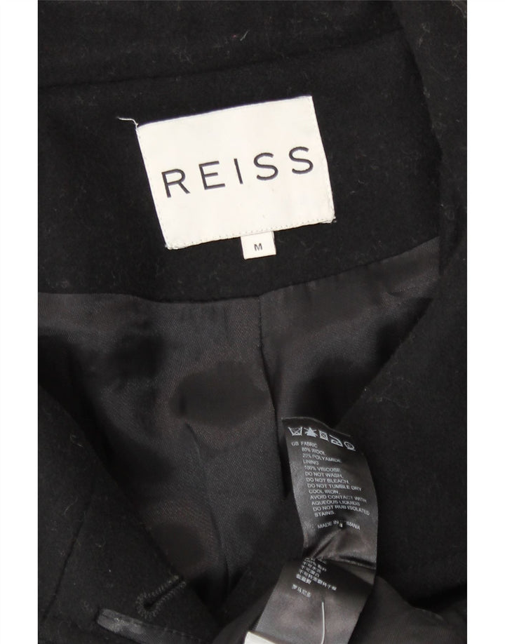 Reiss Womens Military Overcoat UK 12 Medium Black Wool