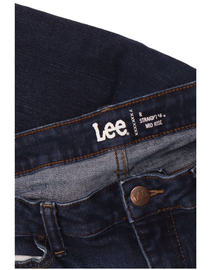 LEE Womens Crop Mid Rise Straight Jeans W32 L25 Navy Blue