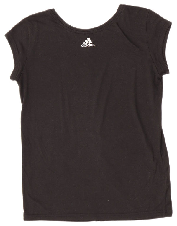 Adidas Dame Grafisk T-Shirt Top UK 12 Medium Sort