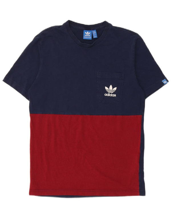 Adidas Mens Graphic T-Shirt Top Small Navy Blue Colourblock Cotton