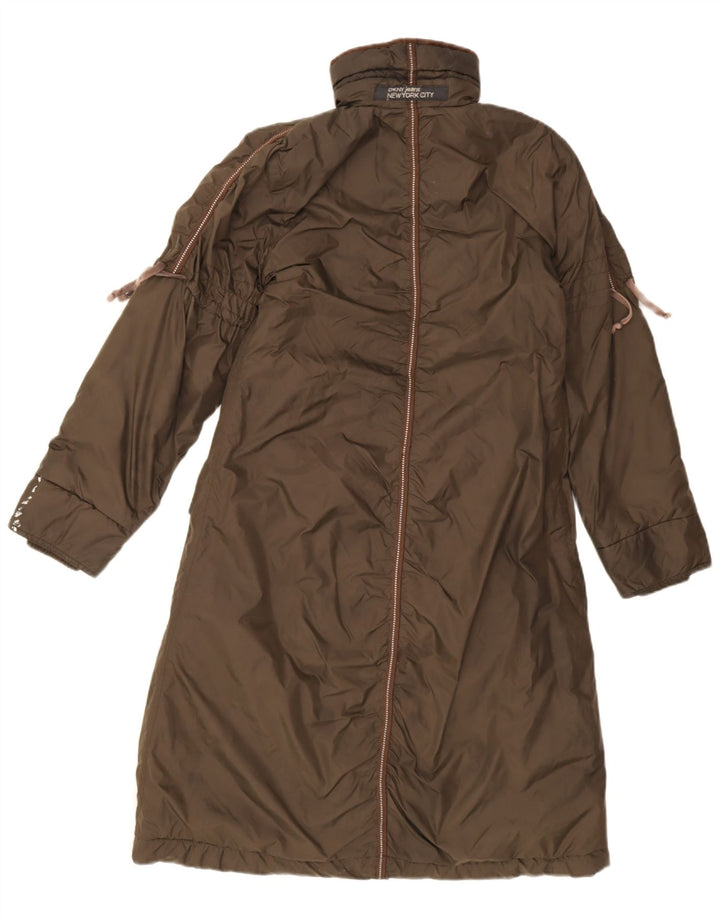 Dkny Womens Padded Coat UK 6 XS Khaki Cotton
