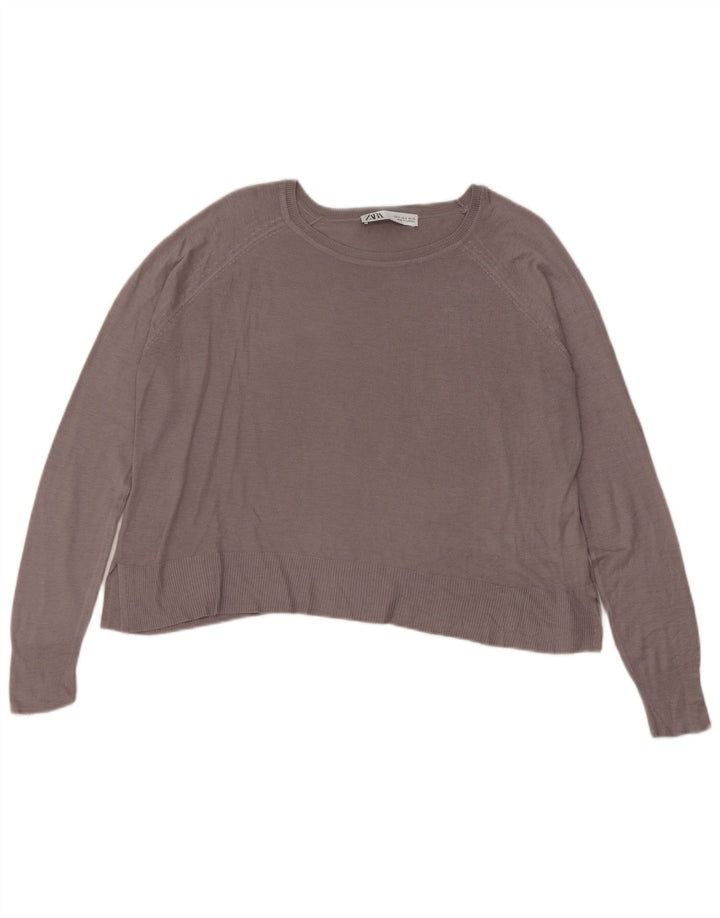 Zara Dame Oversized Bluse Top UK 10 Small Grey Viscose