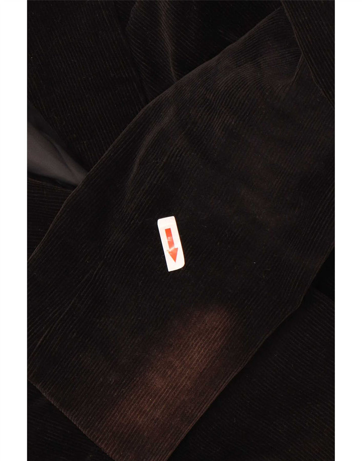 Zara Womens 2 Button Corduroy Blazer Jacket EU 42 Large Black Cotton