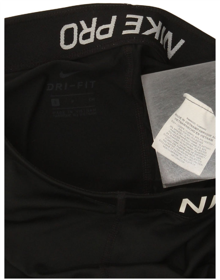Nike Womens Dri Fit Graphic Capri Leggings UK 8 Small  Black Polyester