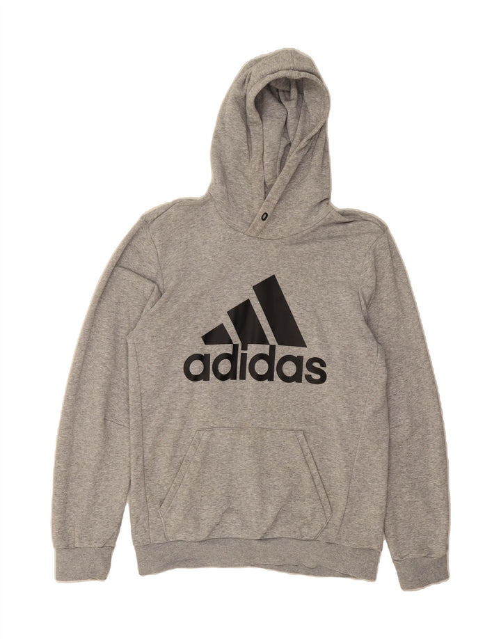 ADIDAS Mens Graphic Hoodie Jumper Medium Grey Cotton Vintage Adidas and Second-Hand Adidas from Messina Hembry 