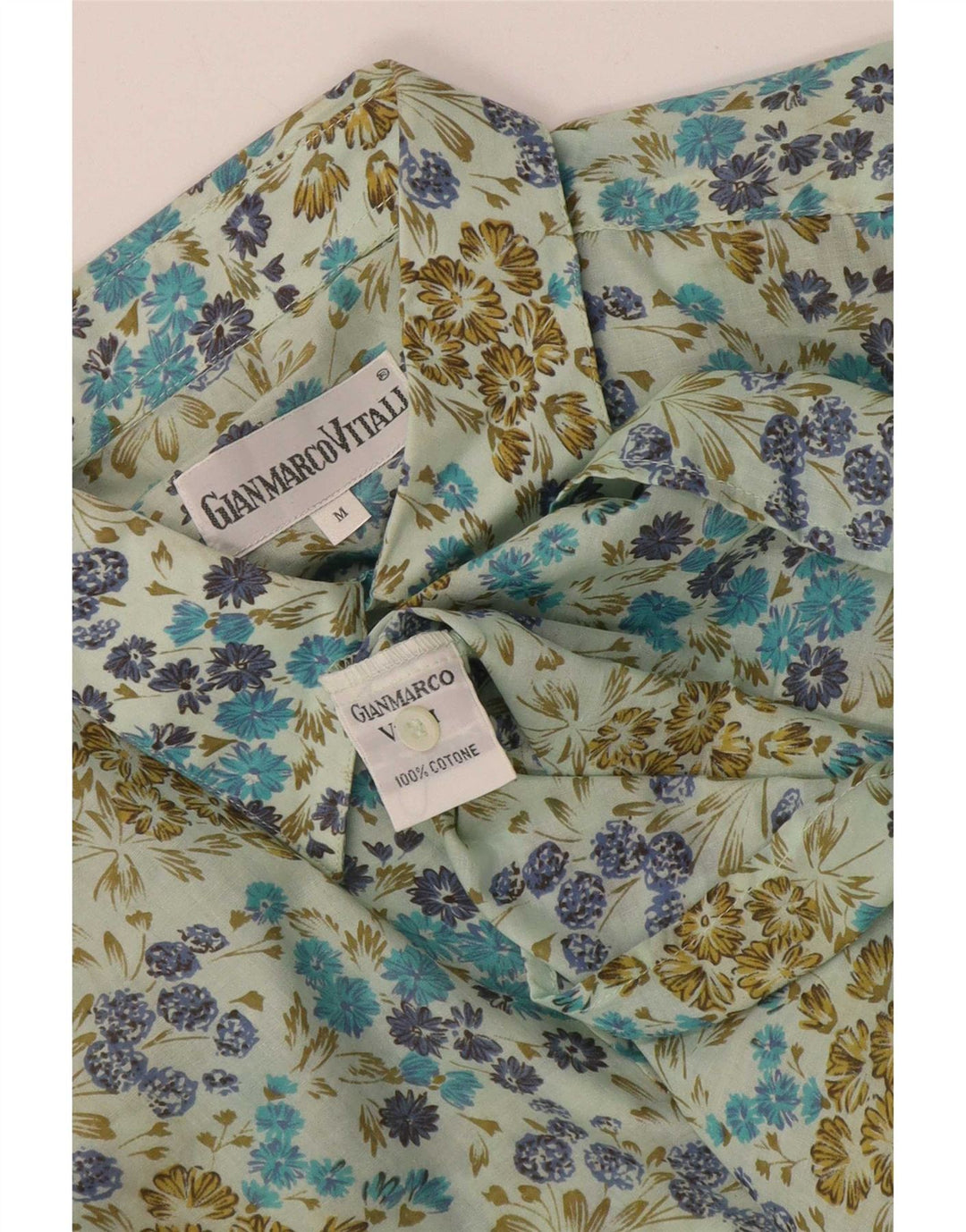 Koszula męska w stylu vintage, średnia, zielona, bawełniana w kwiaty
