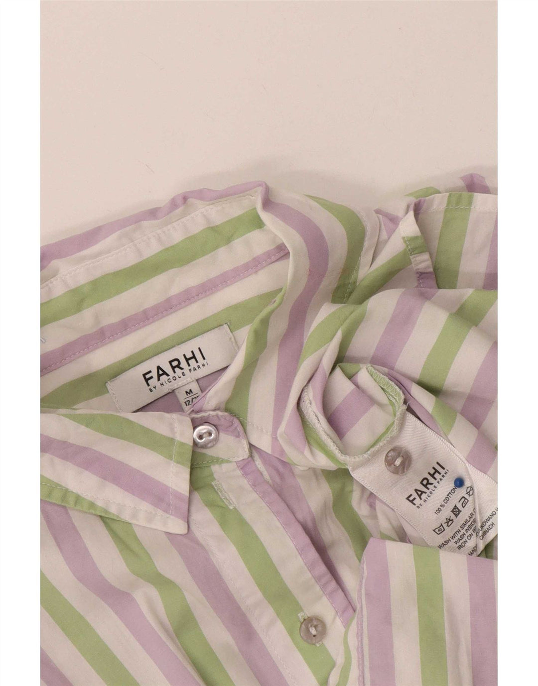 Nicole Farhi Womens Shirt UK 14 Medium Multicoloured Striped Cotton
