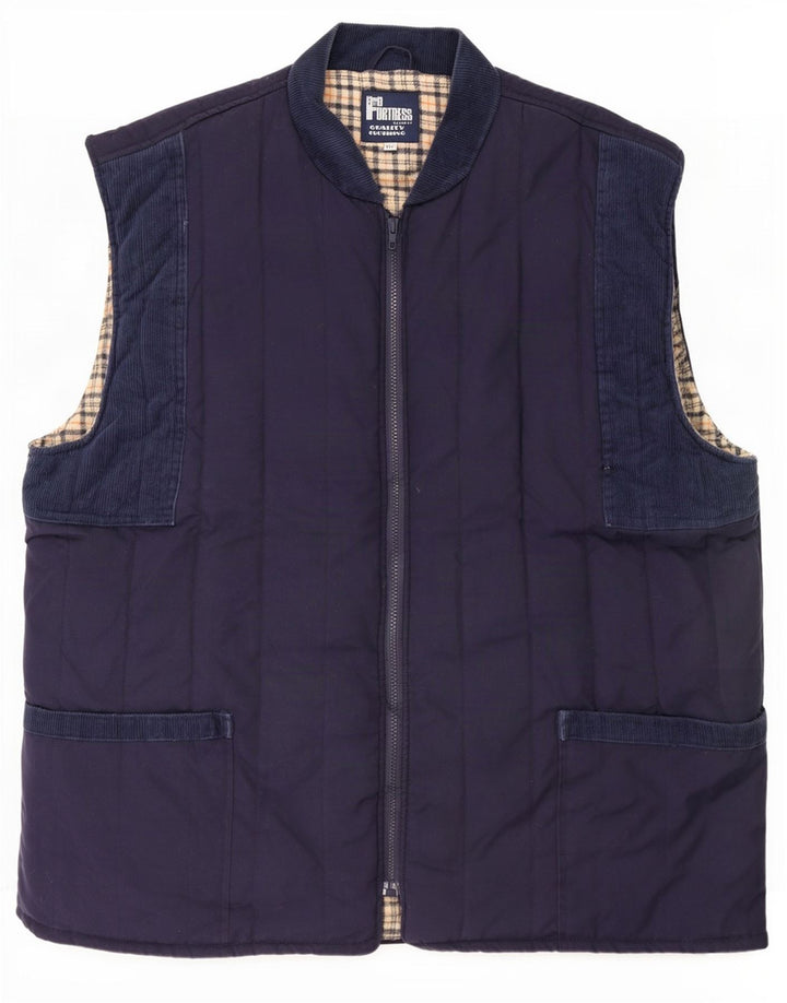 Castle Mens Quilted Gilet UK 44 2XL Navy Blue Polyester
