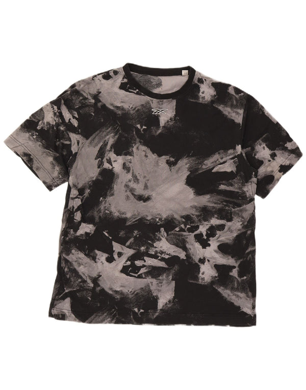 Tricou Reebok pentru bărbați cu model abstract Top mare din bumbac negru