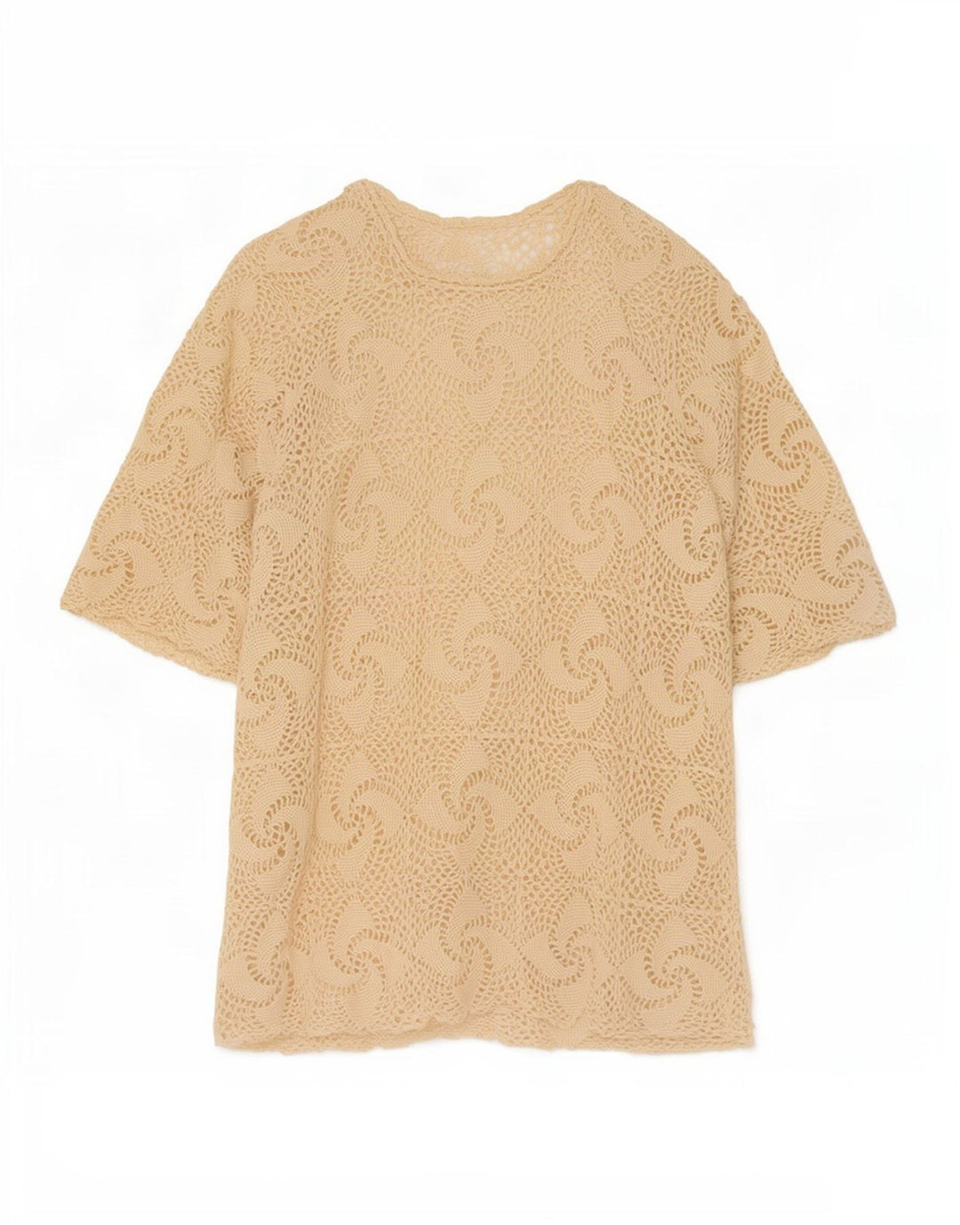 Vintage Damen Häkelbluse Top UK 16 Large Beige