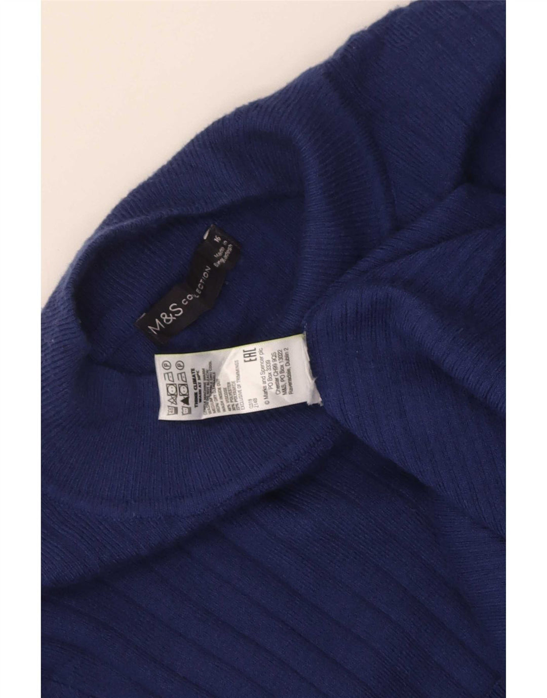 Marks & Spencer Womens Turtle Neck Jumper Sweater UK 16 Large Navy Blue