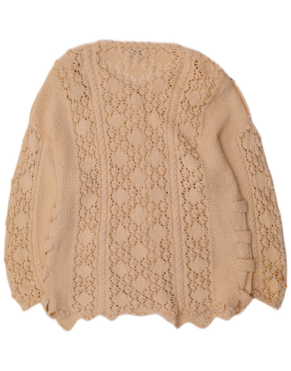 Pulover cardigan pentru femei Golden Spiderweb UK 18 XL bumbac alb