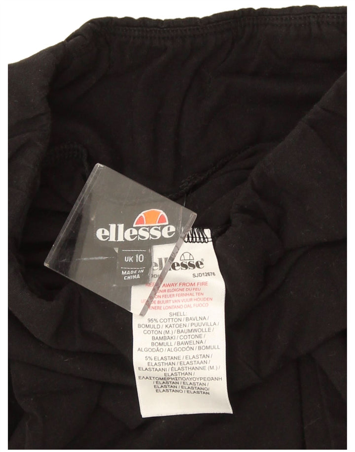 Ellesse Womens Graphic Leggings UK 10 Small Black Cotton