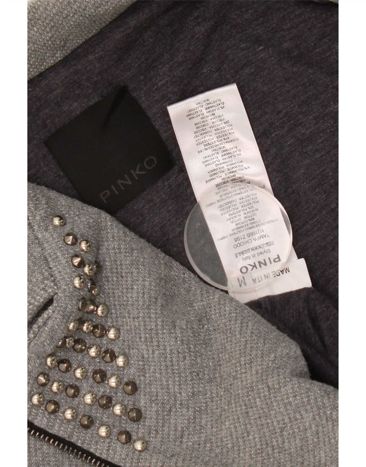 Pinko Chaqueta Bomber Corta para Mujer UK 12 Algodón Gris Medio