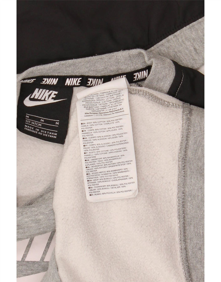 NIKE Boys Graphic Sweatshirt Jumper 10-11 Years Medium Grey Colourblock