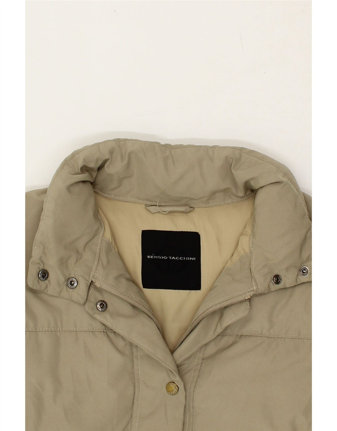 SERGIO TACCHINI Womens Hooded Padded Coat IT 48 XL Beige Vintage Sergio Tacchini and Second-Hand Sergio Tacchini from Messina Hembry 